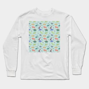 Dinosaur pattern - green theme Long Sleeve T-Shirt